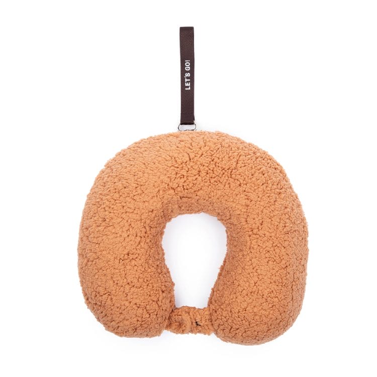Tan Sherpa Travel Neck Pillow - Go West