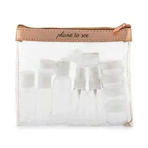 15PC Rose Gold SaffianoTravel Bottle Set