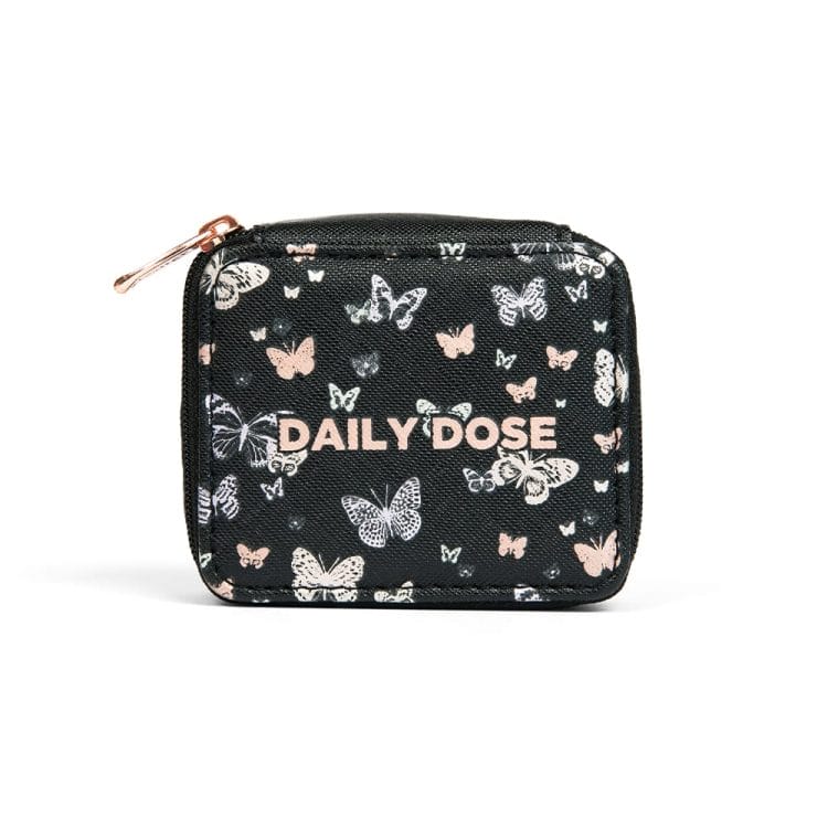 Black Pill Case - Metallic Butterflies
