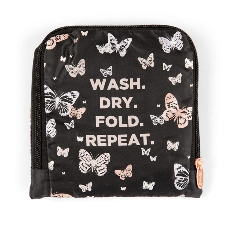 Black Laundry Bag - Metallic Butterflies