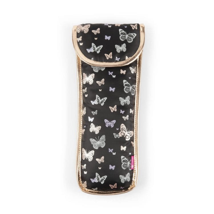 Black Hair Iron Case - Metallic Butterflies
