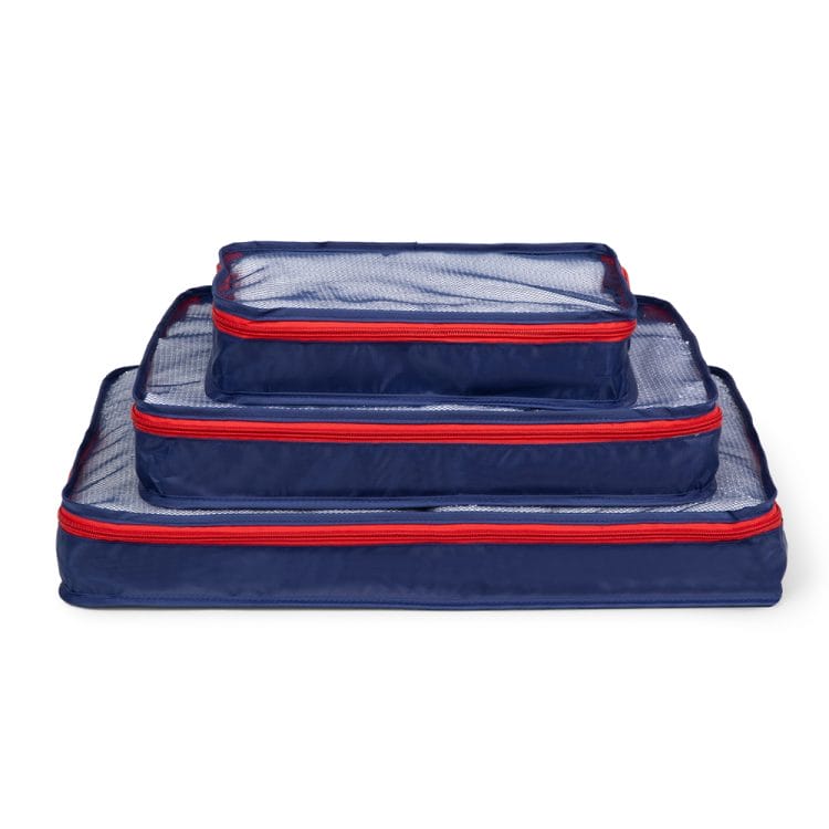 3PC Navy Mesh Packing Cubes - See the World