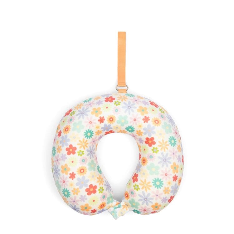 Floral Travel Neck Pillow - Tangerine Crush