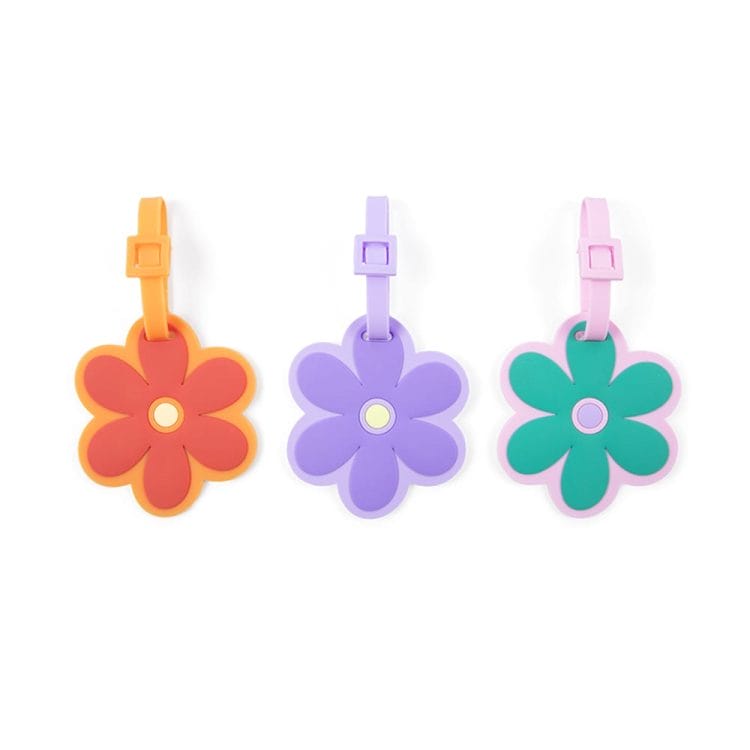 3PC Flower Luggage Tags - Tangerine Crush