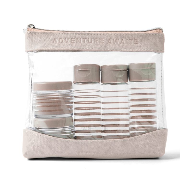 9PC Khaki Cylinder Travel Bottle Set