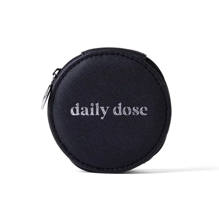Black Saffiano Round Pill Case