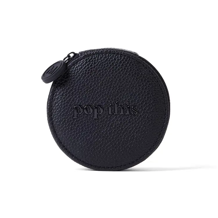 Black Pebbled Round Pill Case