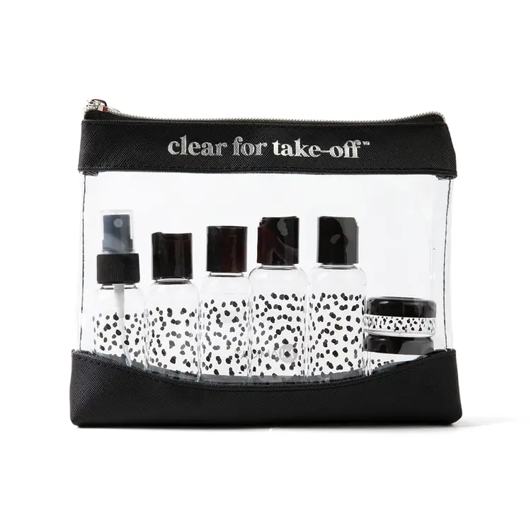 12PC Black Dot Travel Bottle Set