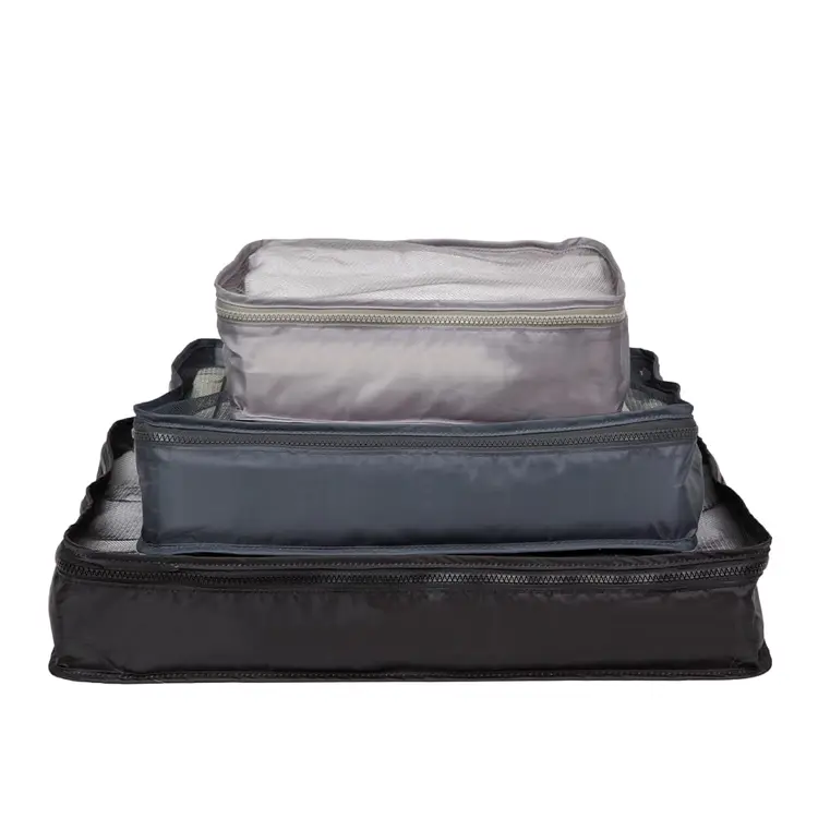 3PC Black Mesh Packing Cubes
