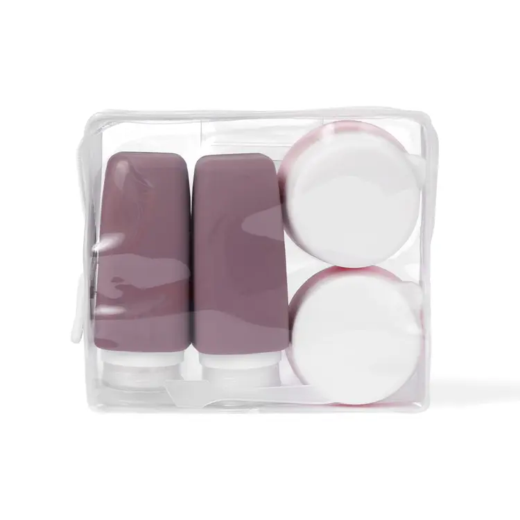6PC Mauve Silicone Travel Bottle & Jar Set