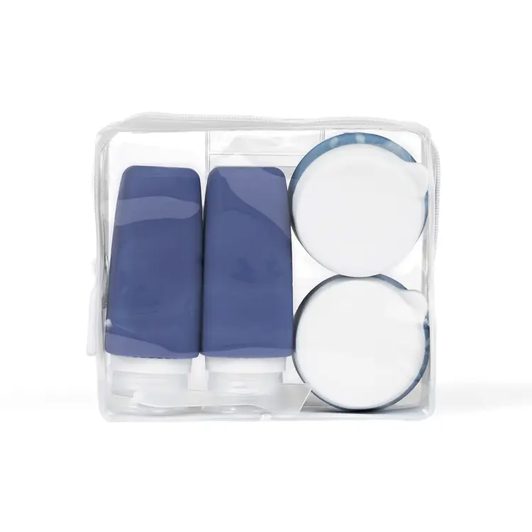 6PC Blue Silicone Travel Bottle & Jar Set