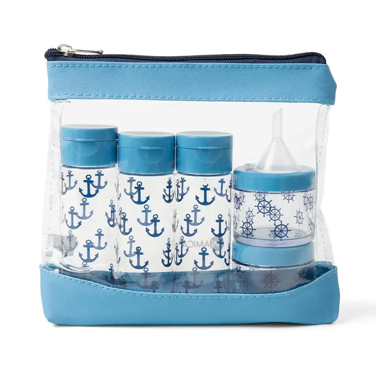 8PC Cylinder Travel Bottle Set - Coastal Charm